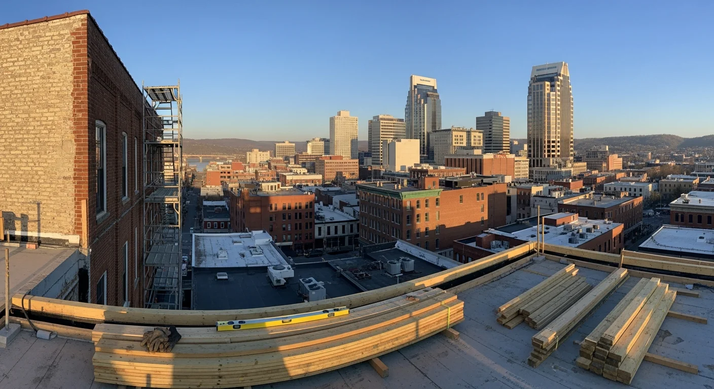 Knoxville downtown skyline with Market Square and surrounding urban neighborhoods visible.